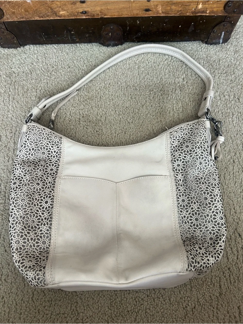 The Sak Cream Laser-Cut Leather Hobo Bag - Women